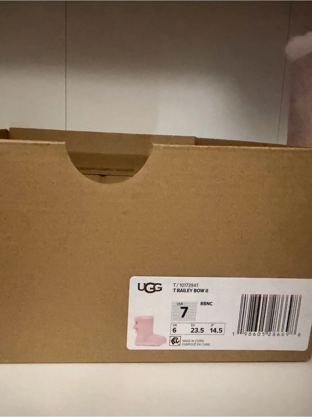 UGG Pink Satin Bow Back Kids Boots
